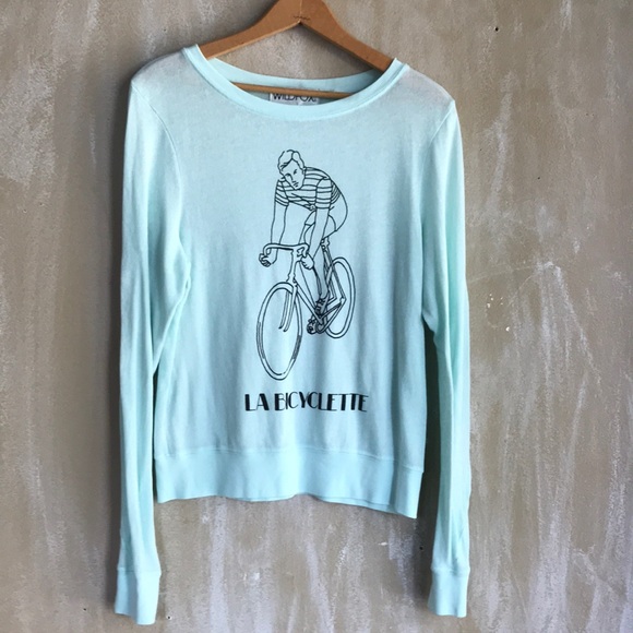 Wildfox Sweaters - Wildfox Small teal labicyclette cotton rare